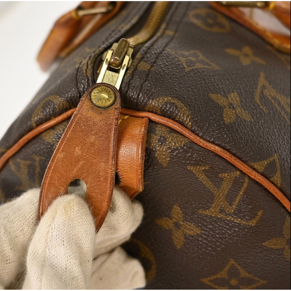LOUIS VUITTON Vintage Speedy 30 Handbag Brown Canvas Leather Trim Authenticated - Picture 4 of 9